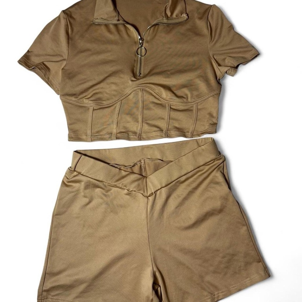 SHEIN Tan Athletic Shorts Set